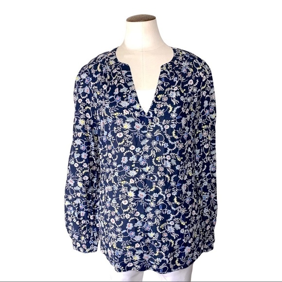 Gap Framed Zen Blouse M Modal Bohemian Springfield Top Blue Balloon Sleeve Shirt - Picture 2 of 11